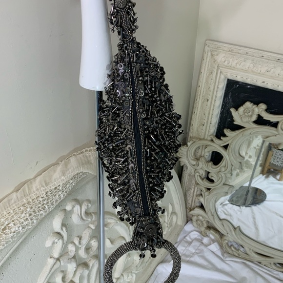 Sphere Beaded Top Handle Bag Wristlet - Picture 5 of 10